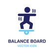 © Icons-Studio - Man playing wooden balance board isolated on white background. Vector icon illustration