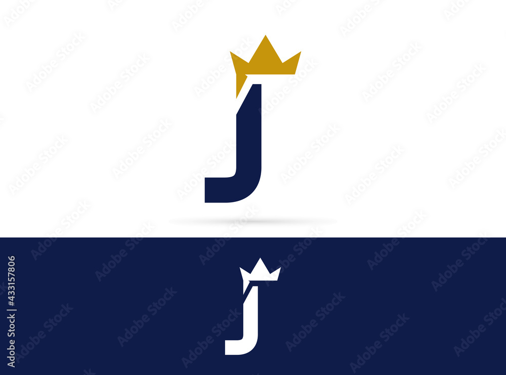 Letter J crown logo design. Vector combination of king crown and letter ...