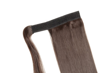 wrap round clip in straight dark brown synthetic ponytail hair extensions