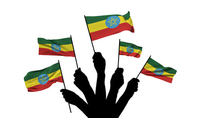 Wall Mural - Ethiopia national flag being waved. 3D Rendering