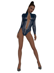 Sticker - 3d illustration of an sexy woman in a sexy outfit