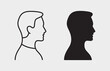 © lovemask - Man head silhouette - vector icon. Illustration isolated. Simple pictogram.