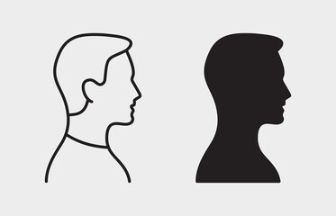 Canvas Print - Man head silhouette - vector icon. Illustration isolated. Simple pictogram.