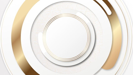 Sticker - Luxury golden and white circles clean geometric abstract motion background. Seamless looping. Video animation Ultra HD 4K 3840x2160