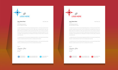 Wall Mural - letterhead format template, business style letterhead design template. company letterhead template d