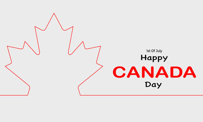 Wall Mural - Canada Day With Maple Leaf Line Vector