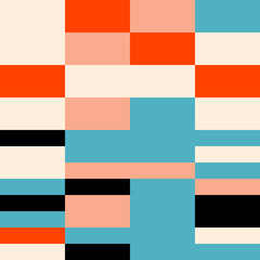Modern vector abstract  geometric seamless pattern with rectangles and squares  in retro  style. Pastel colored simple shapes graphic background. Abstract mosaic artwork.