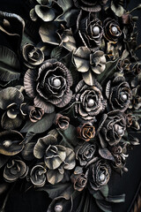 Wall Mural - Beautiful wrought flowers on a metal door