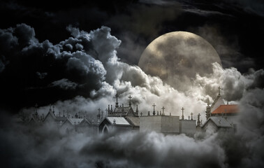 Canvas Print - Creepy full moon night