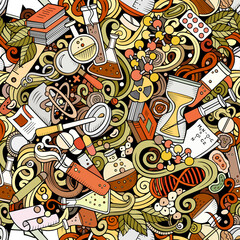 Wall Mural - science hand drawn doodles seamless pattern.