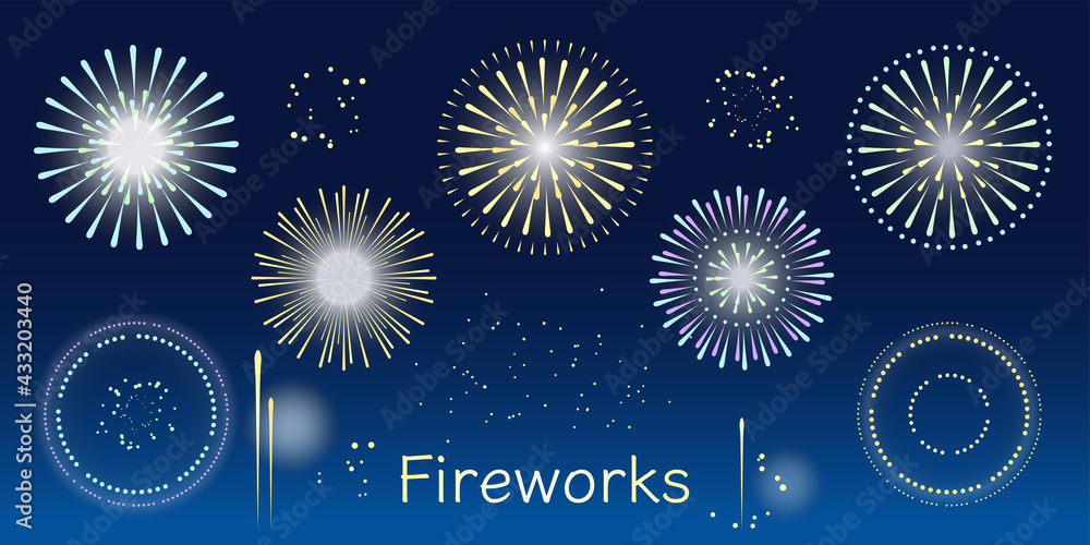 Plakat W Ramie シンプルでかわいい花火のイラスト Pirotechnicznych Material Wektor Fototapety Foteks