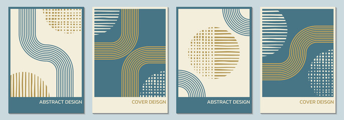 Wall Mural - abstract cover, poster, brochure design set with geometric background. minimal art design with circl
