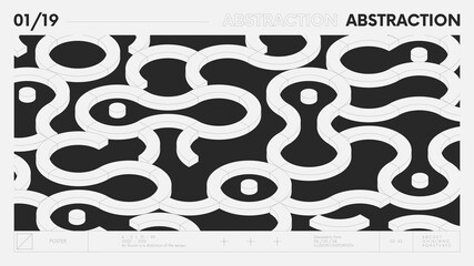 Leinwandbilder - Abstract modern geometric banner with simple shapes in black and white colors, graphic composition design vector background, 3d shapes forming geometrical pattern