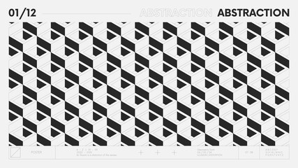 Leinwandbilder - Abstract modern geometric banner with simple shapes in black and white colors, graphic composition design vector background, 3d square modules aesthetics of brutalism