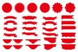 © Lala - Set of red label and sticker icons. Red ribbon illustration for web, e-commerce, store, advertising and graphic design. Vector illustration.