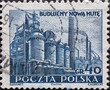 POLAND-CIRCA 1951 : A post stamp printed in Poland showing a historical picture of the Nowa Huta Steelwork