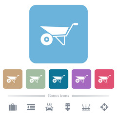 Poster - Wheelbarrow flat icons on color rounded square backgrounds