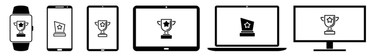 Wall Mural - display excellent, award, success, best, honor, premium icon devices set | web screen device online 
