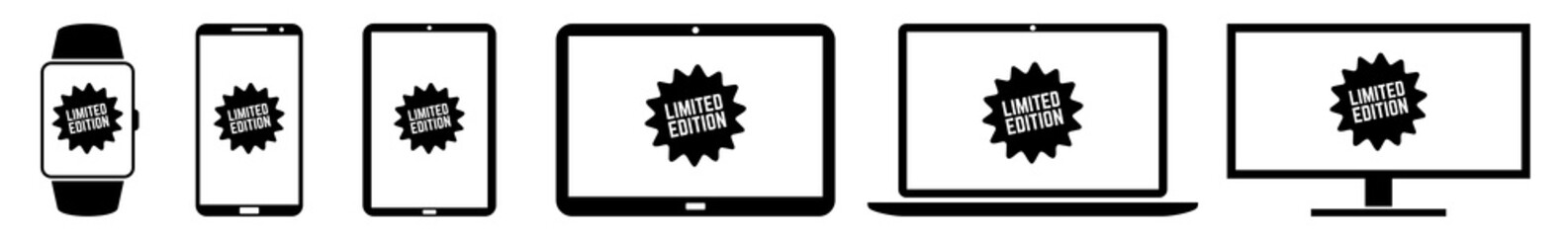Wall Mural - display limited, edition, label, badge, price, tag, sticker, logo icon devices set | web screen devi