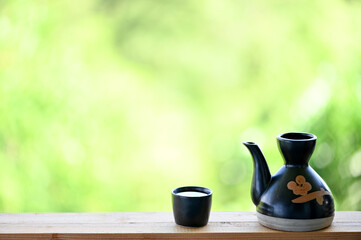 Wall Mural - japanese sake oriental drink style on the table