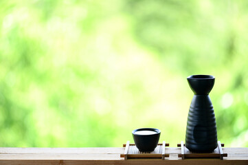 Wall Mural - japanese sake oriental drink style on the table