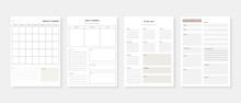 Modern Planner Template Set. Set Of Planner And To Do List. Monthly, Weekly, Daily Planner Template. Vector Illustration.