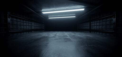 dark concrete led white lights underground tunnel corridor cement asphalt hallway warehouse tunnel c