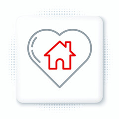 Sticker - Line House with heart shape icon isolated on white background. Love home symbol. Family, real estate and realty. Colorful outline concept. Vector