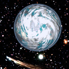 Wall Mural - comet over the earth. meteor rain. the elements of this image furnished by nasa.