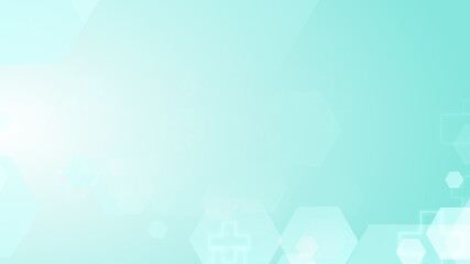 Wall Mural - hexagon cross geometric blue green pattern medical bright background. abstract graphic design techno
