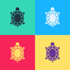 Sticker - Pop art Turtle icon isolated on color background. Vector