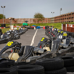 Wall Mural - A shot of a racing kart as it circuits a track.