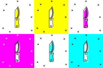 Poster - Set Military knife icon isolated on color background. Vector