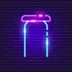 Wall Mural - Stool neon sign. Vector illustration for the design of advertising, catalog, banner, signboard. Furniture concept.