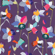© EnginKorkmaz - Colorful daffodils stylized vector seamless pattern design