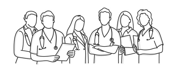 Wall Mural - Doctors, medical workers, medics and nurses.