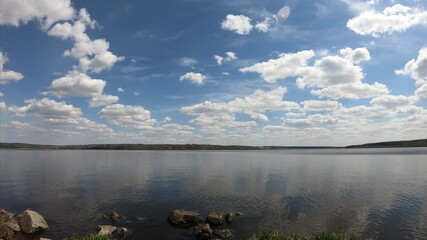 Wall Mural - Clouds over the Dnieper. Dnieper river in calm weather. 