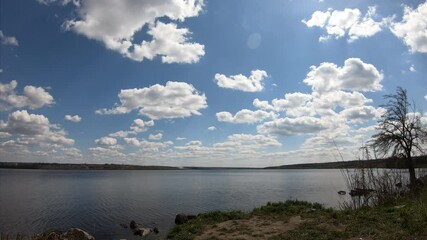 Wall Mural - Dnieper river in summer. Clouds over the Dnieper. 