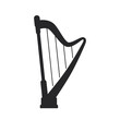 © Alisa - Black filled harp. Musical strings instrument web icon