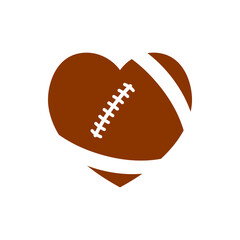 Wall Mural - Heart shaped football glyph icon. Clipart image isolated on white background