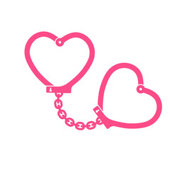 Canvas Print - heart shaped handcuffs silhouette icon. clipart image isolated on white background