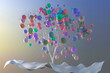 © Rana Dias/Caia Image - Digitally generated image multicolor balls growing in tree