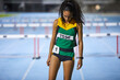 © Trevor Adeline/Caia Image - Female track and field athlete preparing for hurdle event