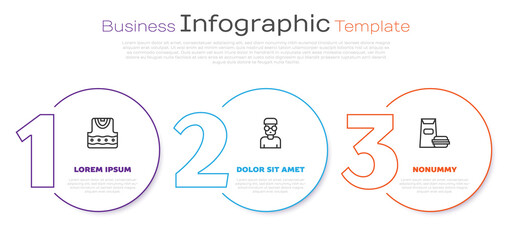 Wall Mural - Set line Waistcoat, Nerd geek and Burger. Business infographic template. Vector