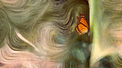 Wall Mural - Abstract painting soft pastel colors. Butterfly. High quality footage