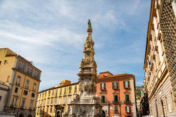 Wall Mural - Guglia Dell Immacolata baroque obelisk at the Piazza Del Gesu in historic center of Naples, Italy