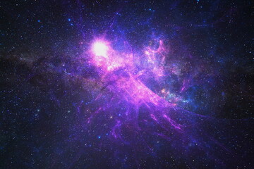 Wall Mural - nebula space night sky starry universe milky way planet blurred flares and moon light