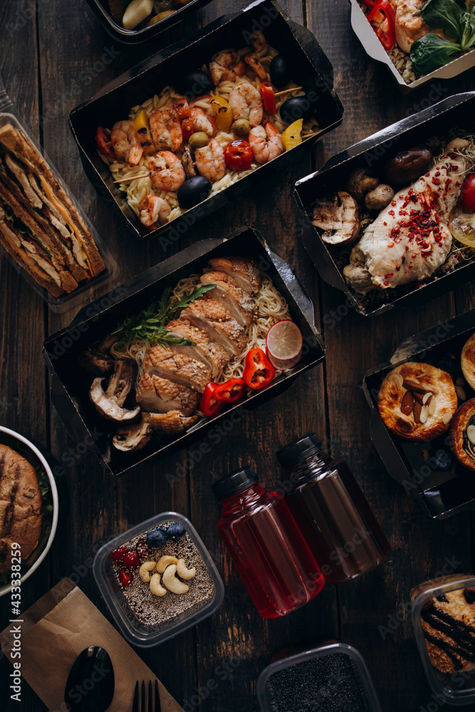 healthy food daily ration delivery concept. varied diet top view. food ...