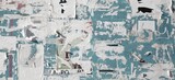 Fototapeta Desenie - Vintage Billboard with Torn Poster, Paper, Ads, Stickers Wide Background Or Texture. Urban Creative Wallpaper for Design. Abstract Web Banner. Panoramic Backdrop and Creative Surface.