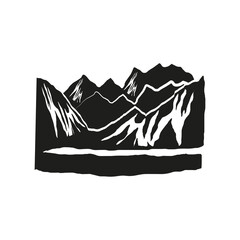 Wall Mural - silhouette mountain river